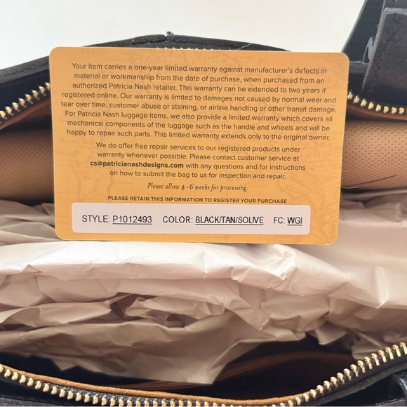 Patricia Nash British Vintage Braden Tote Bag Black Olive Colorblock Leather NEW - Picture 14 of 14